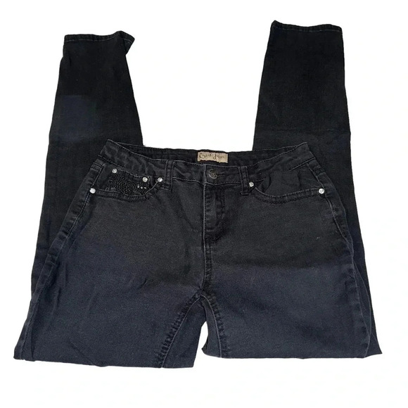 Earl Jeans 6 black jeans with studded‎ rhinestones rear pockets - Picture 3 of 8